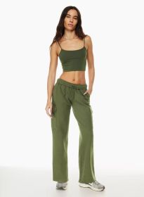 Elastic-waist High Waist Wide-leg Ankle-length Pants (Option: Army Green-XXL)