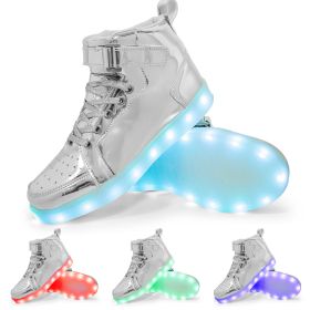 LED Lamp High-top Board Shoe Light Shoes Charging Dancing Shoes (Option: Silver-42)