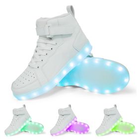 LED Lamp High-top Board Shoe Light Shoes Charging Dancing Shoes (Option: White-44)