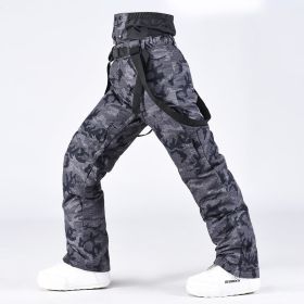 Men's And Women's South Korea Windproof Waterproof And Hard-wearing Breathable Fashion Ski Pants (Option: 176camouflage-XL)